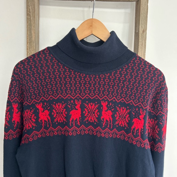 Tommy Hilfiger Stella Blue Red Turtleneck Sweater Christmas Women’s M NWOT - Picture 4 of 10